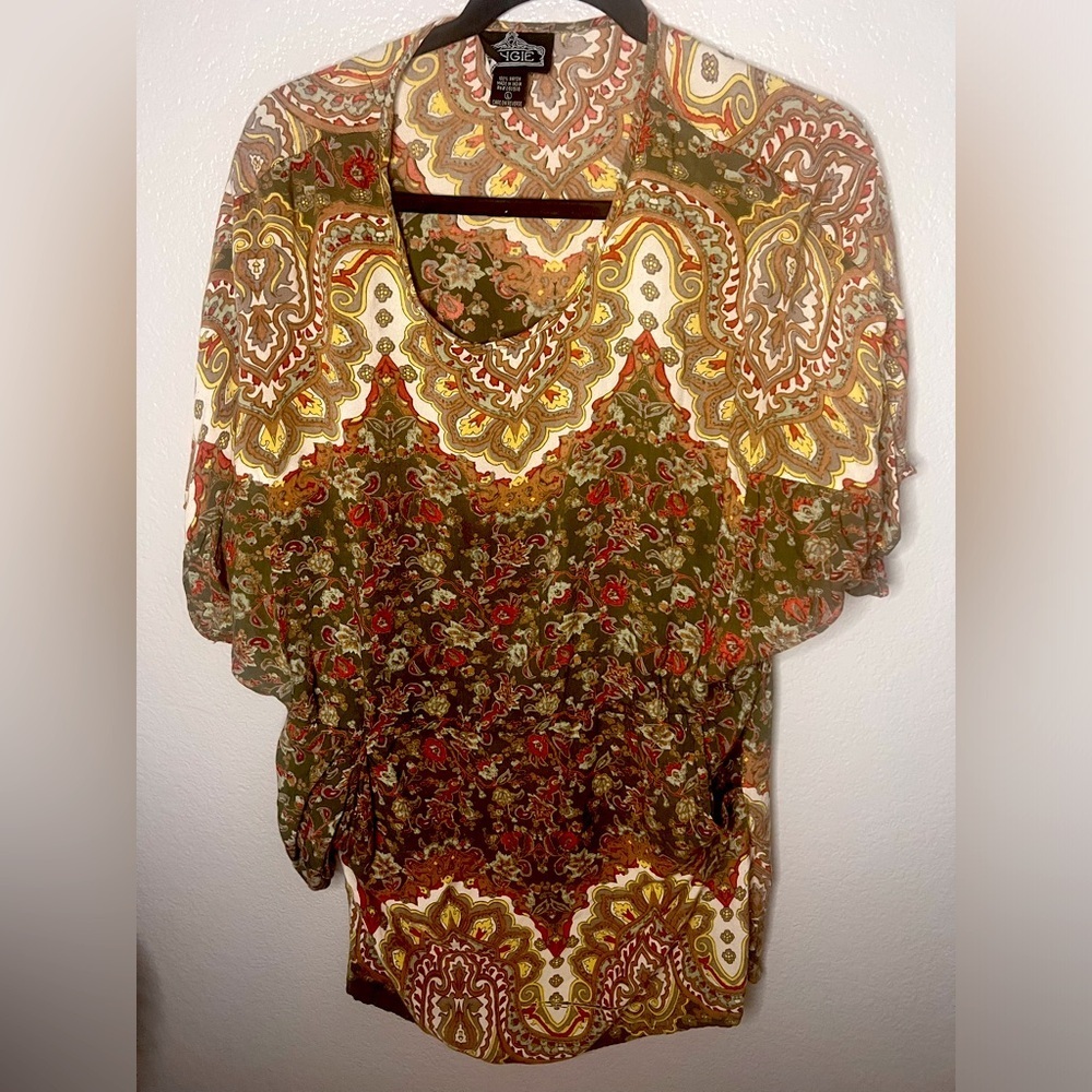 Angie | large (fits much smaller) | seventies retro minidress earth tones